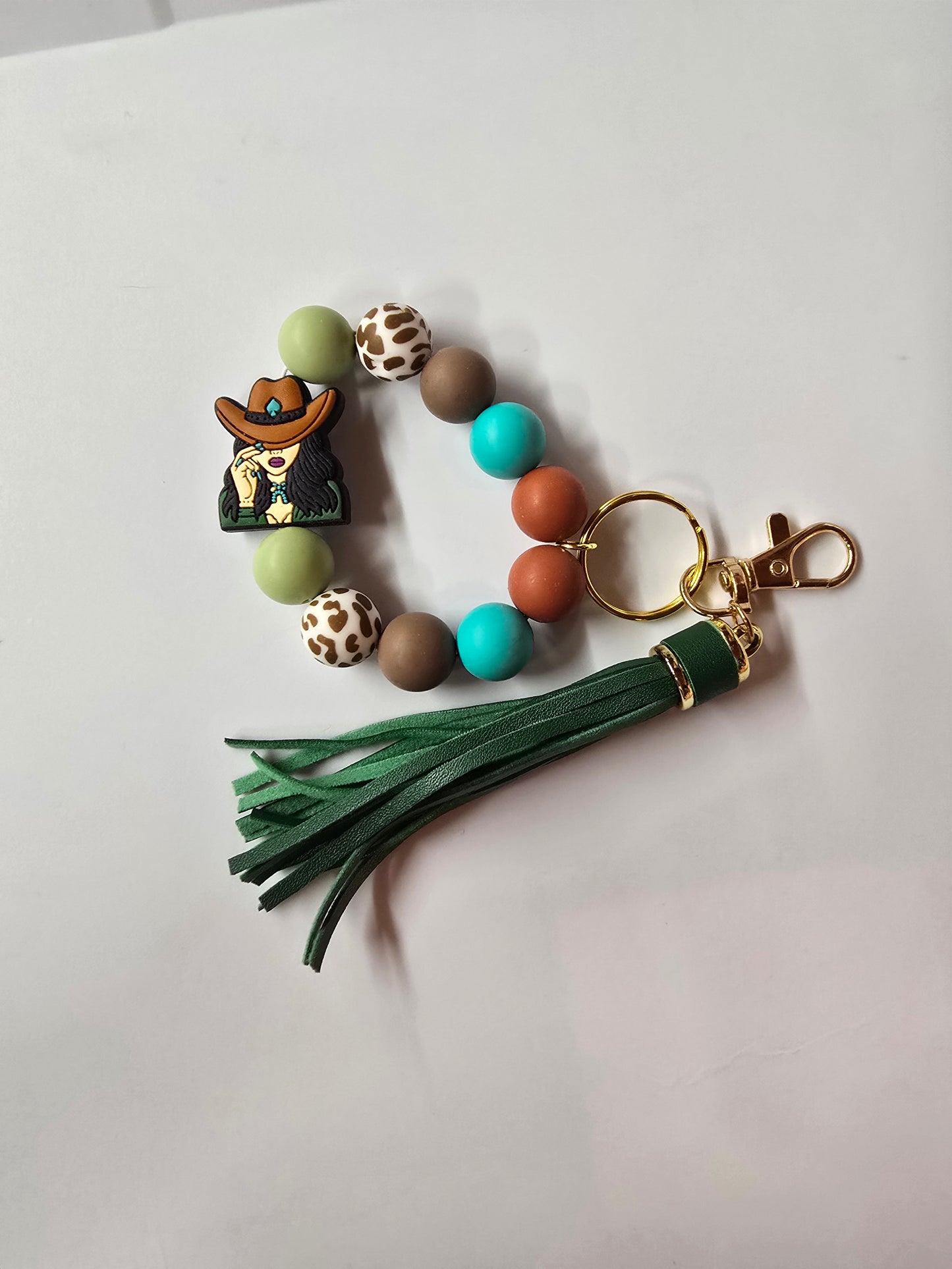 Silicone beaded bracelet keychains