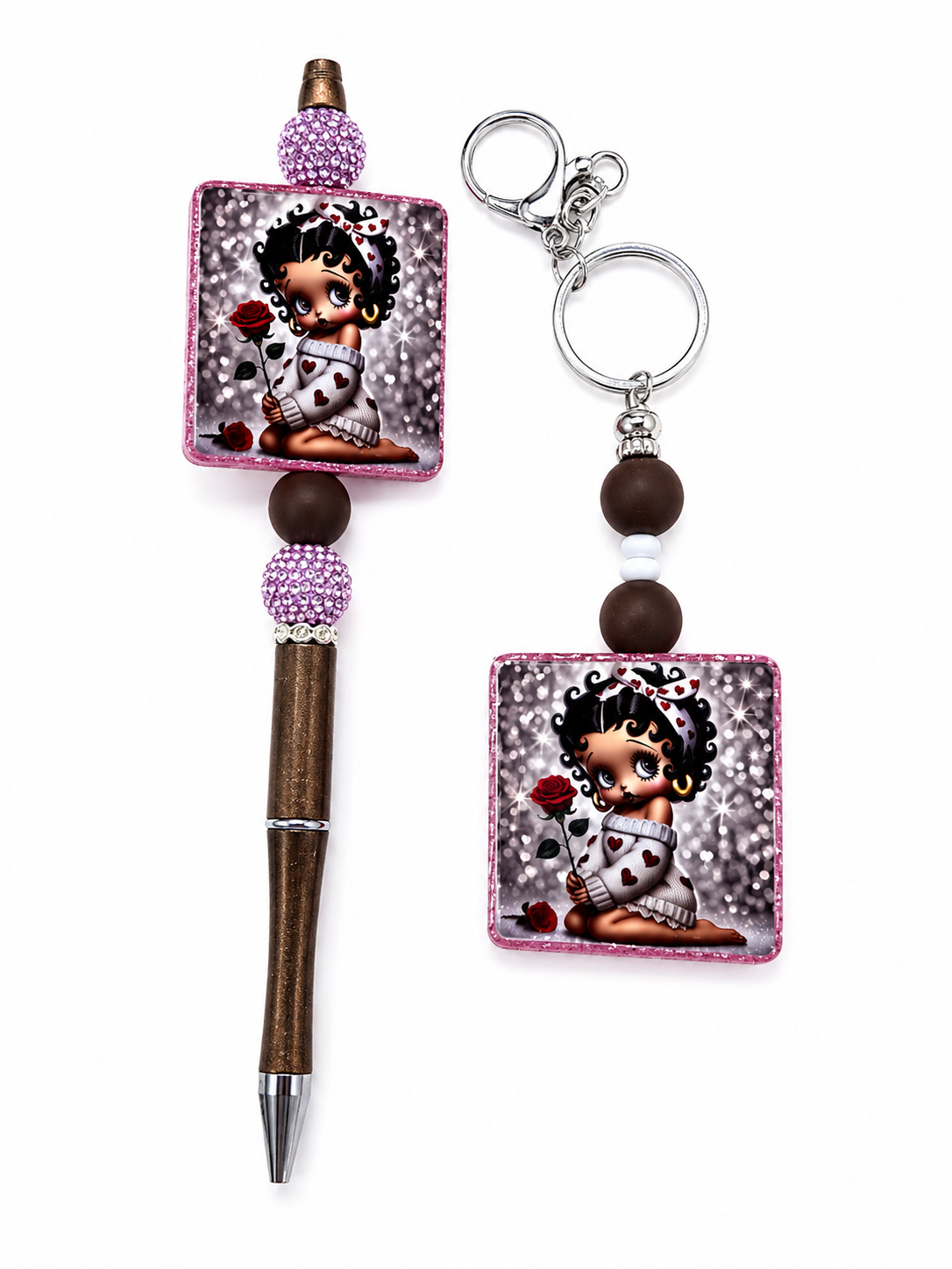 Beaded Pen & Wristlet Keychain Set