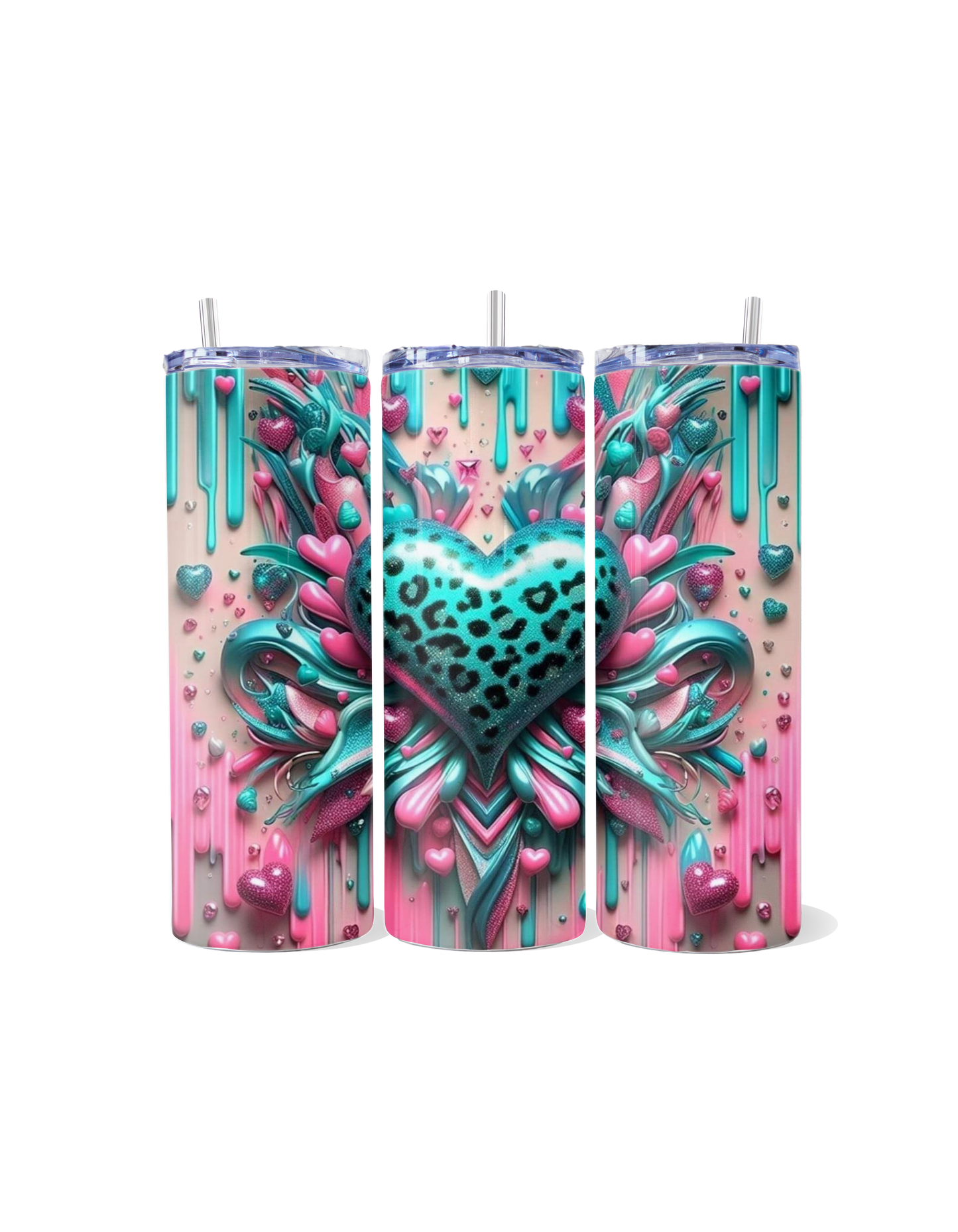 "Wild Heart: Teal & Pink Leopard Love" Tumbler