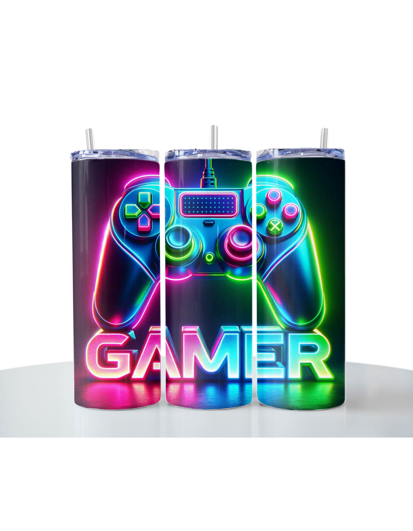 "Neon Gamer: Light Up Your Game" Tumbler