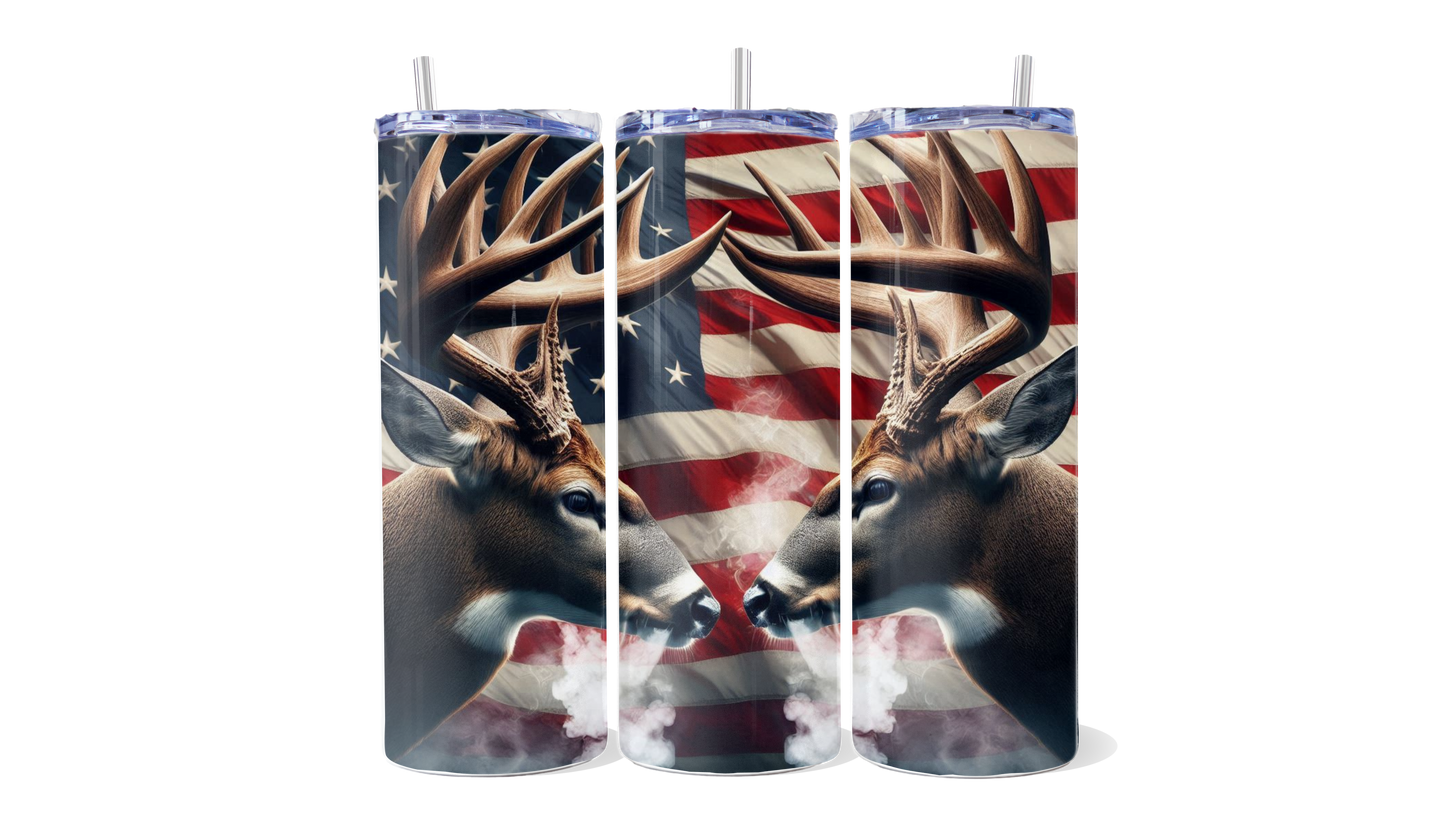 Patriotic Buck Deer Tumbler