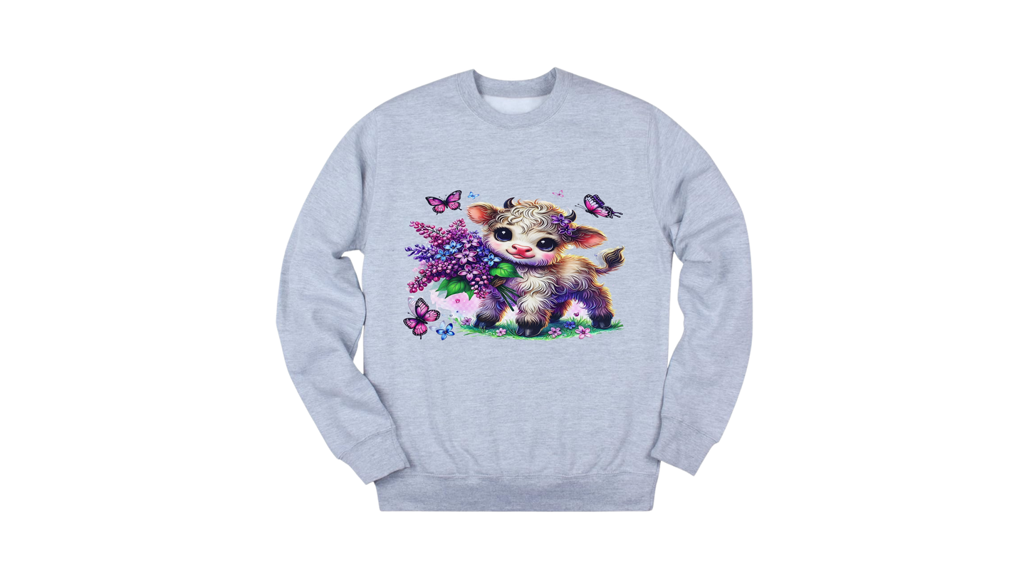 Floral Highland Calf Crewneck Sweatshirt