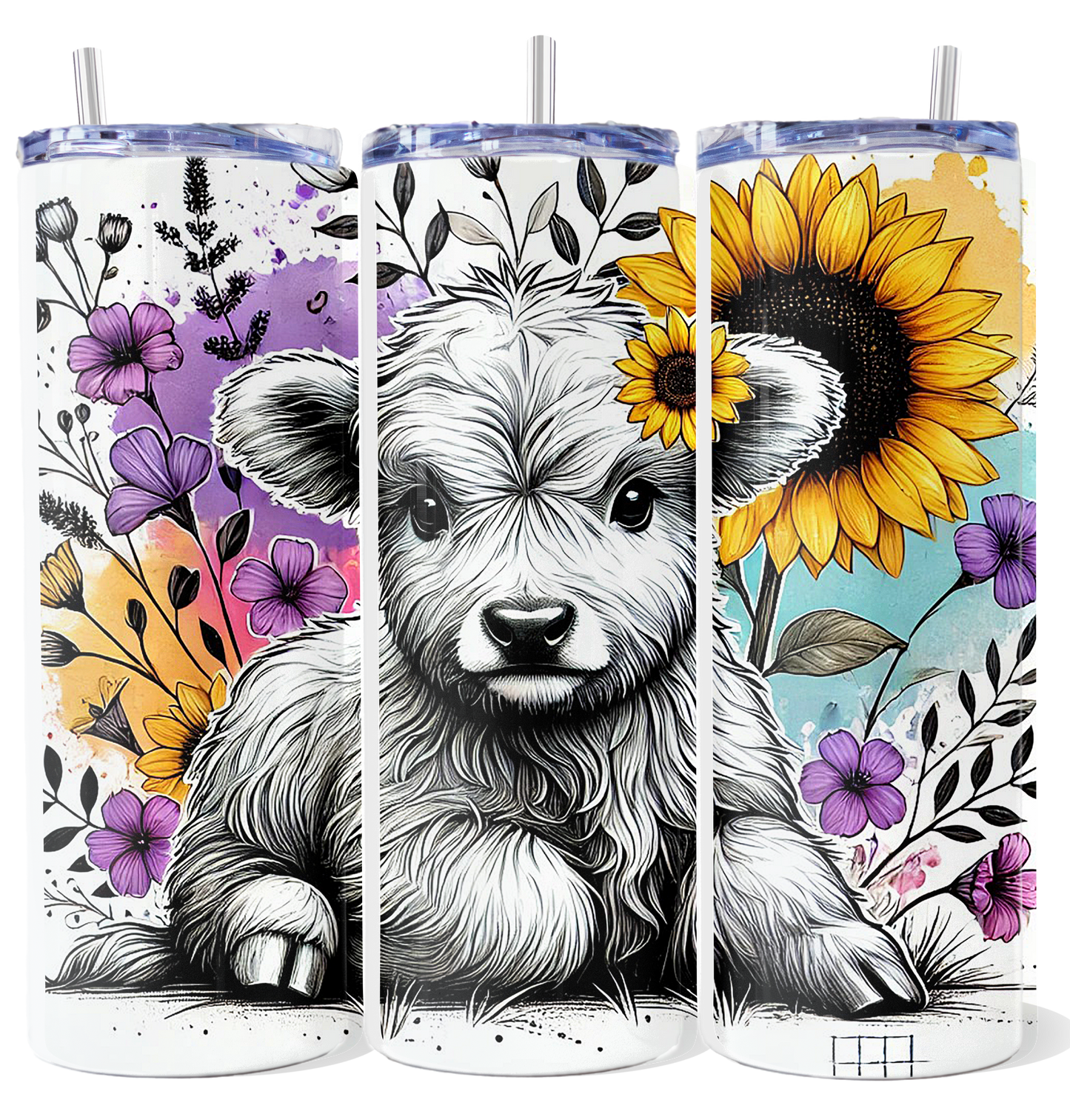 Floral Highland Calf Tumbler