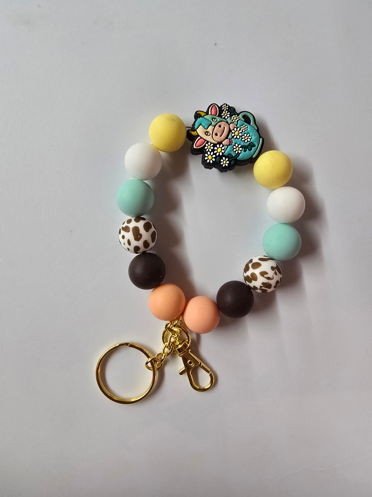 Silicone beaded bracelet keychains