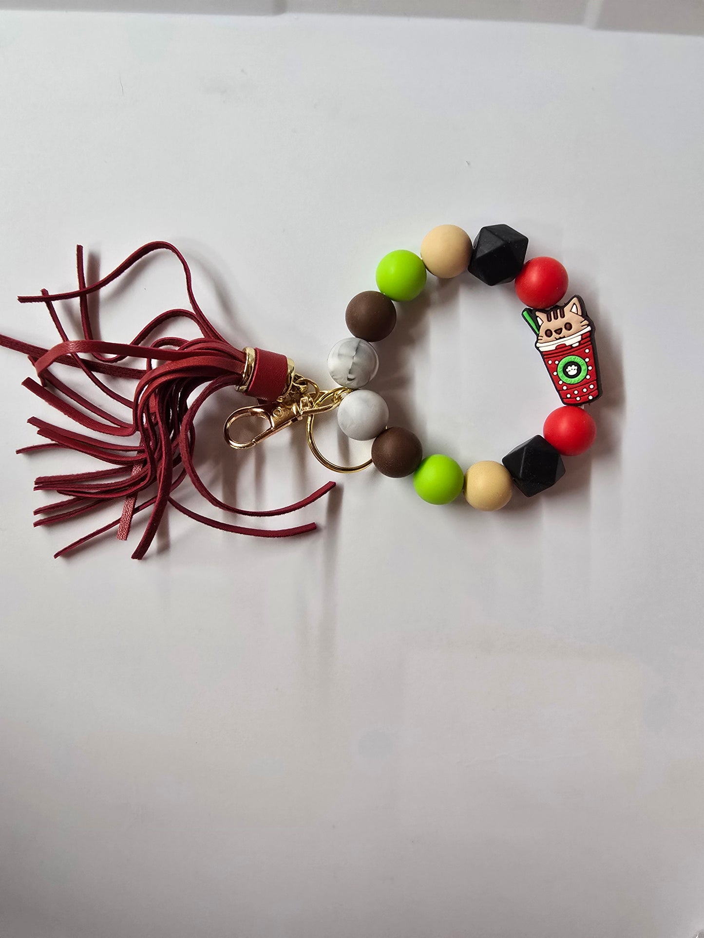 Silicone beaded bracelet keychains