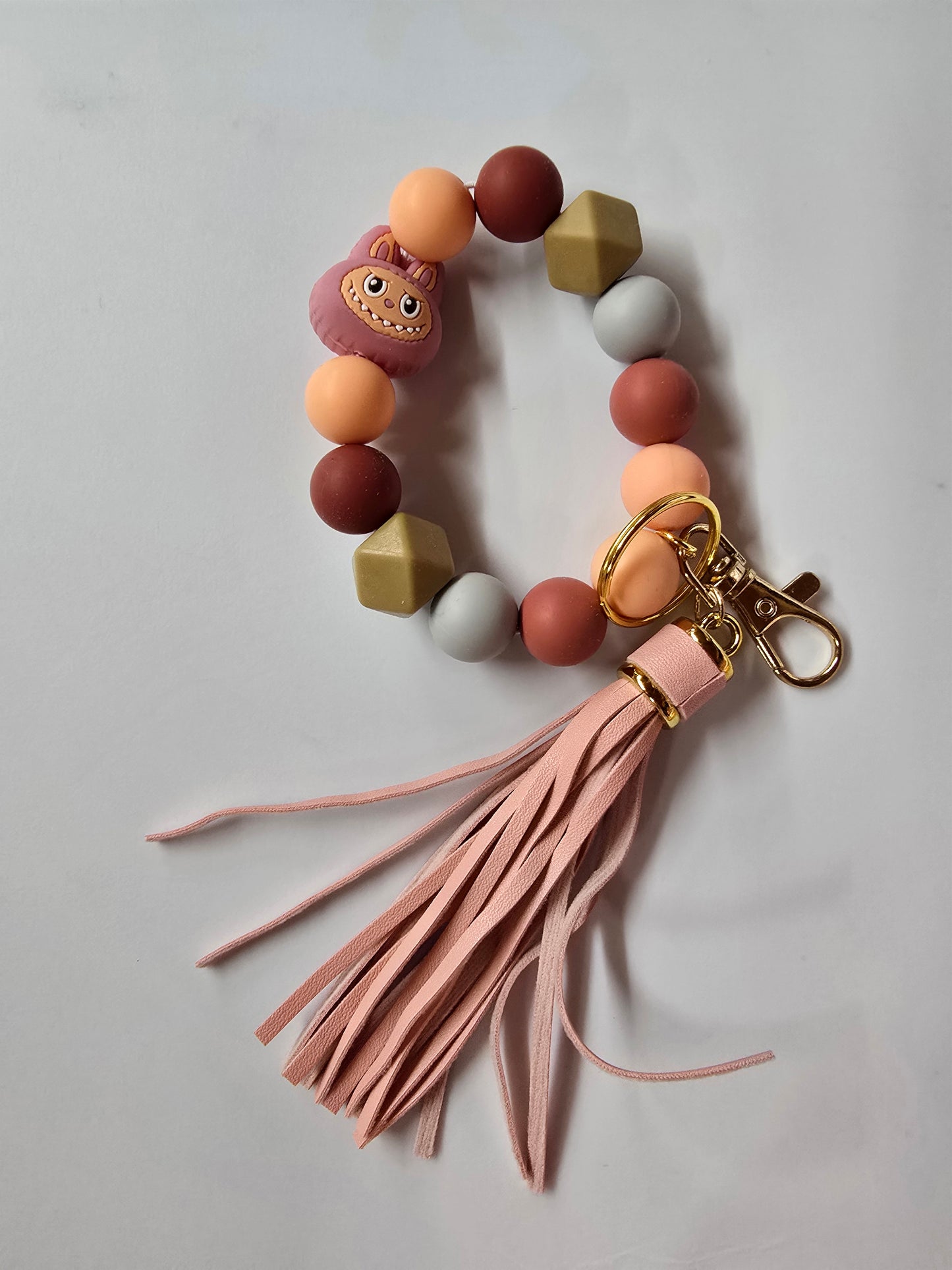 Silicone beaded bracelet keychains