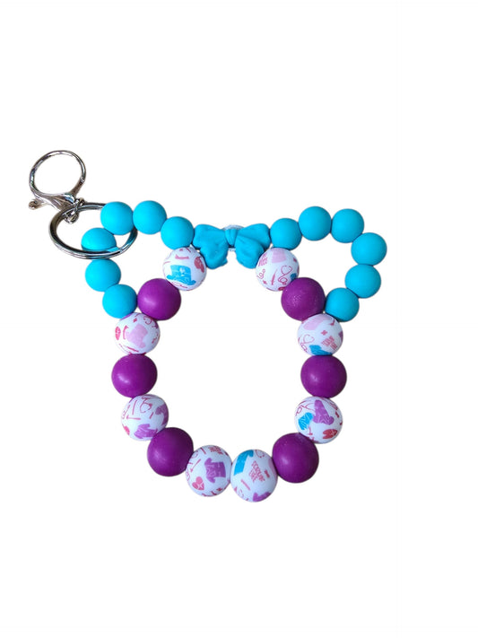 Colorful Silicone Beaded Wristlet with Ears Keychains