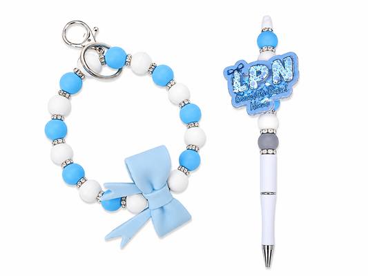 Beaded Pen & Wristlet Keychain Set