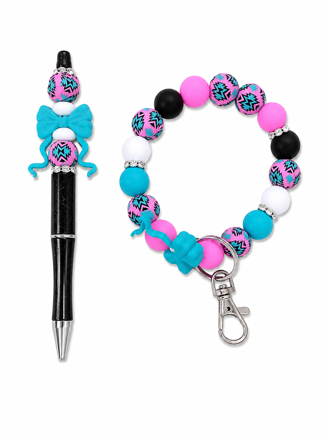 Beaded Pen & Wristlet Keychain Set