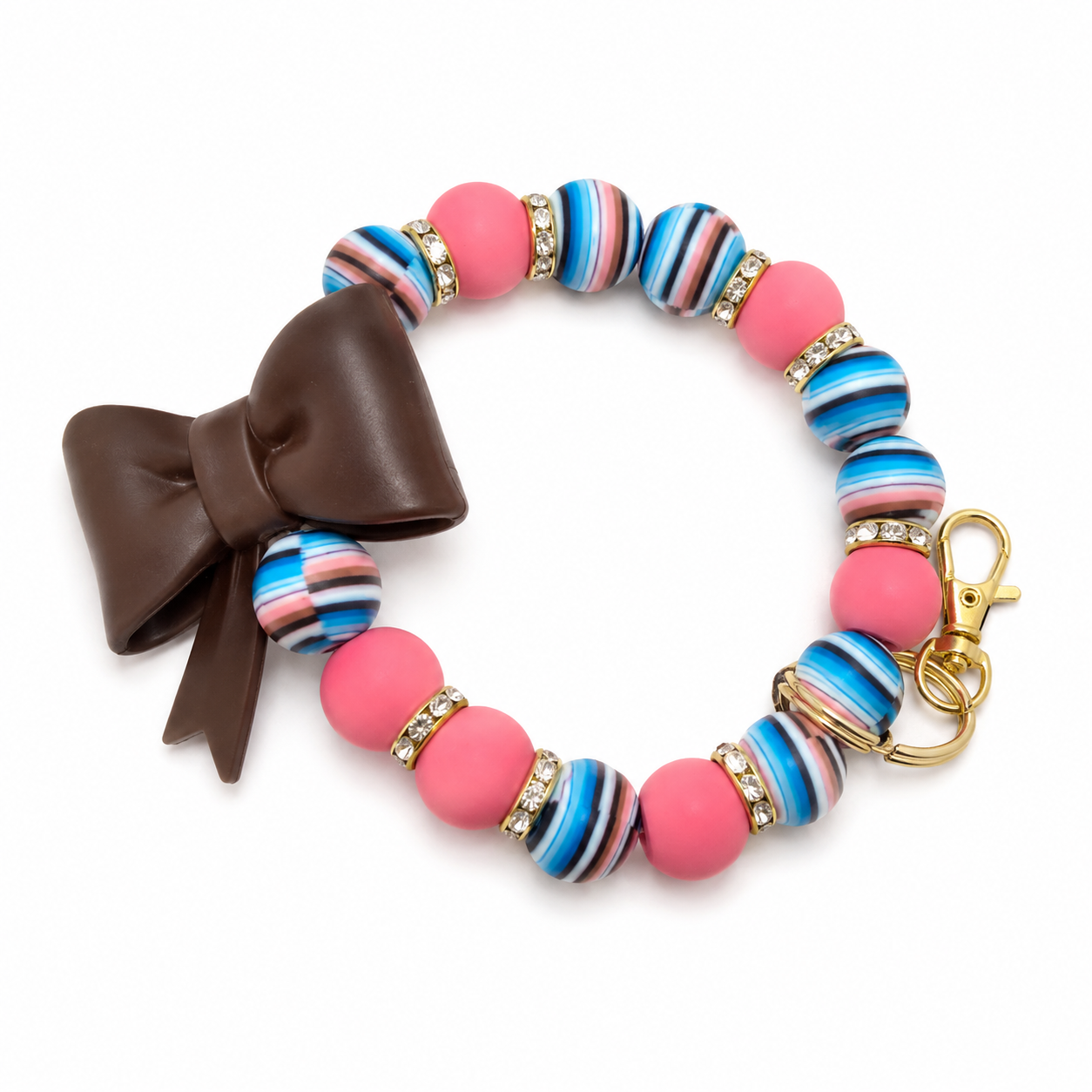Beaded Wristlet Keychain – Handmade Silicone Wristlet Bracelet