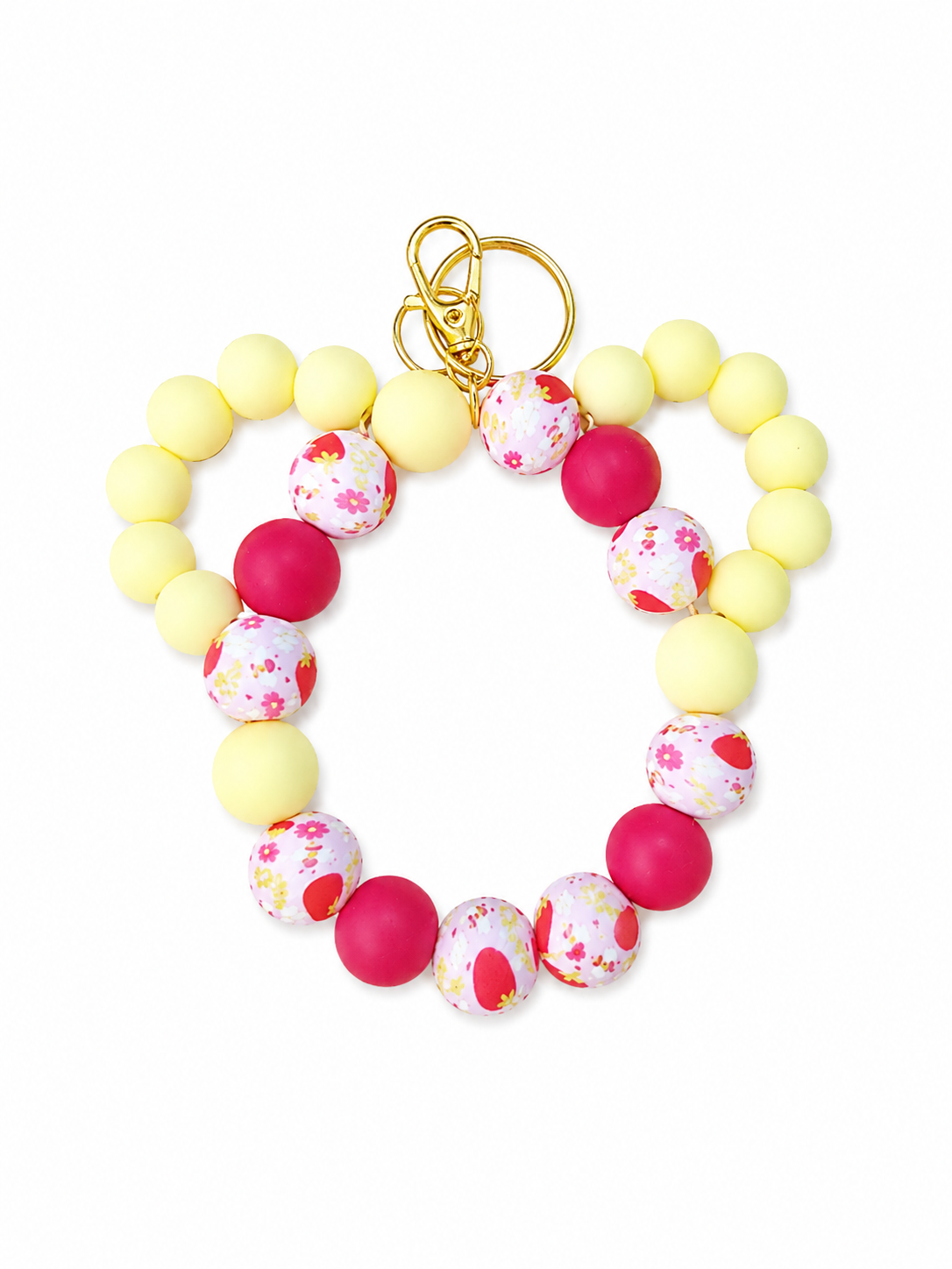 Colorful Silicone Beaded Wristlet with Ears Keychains
