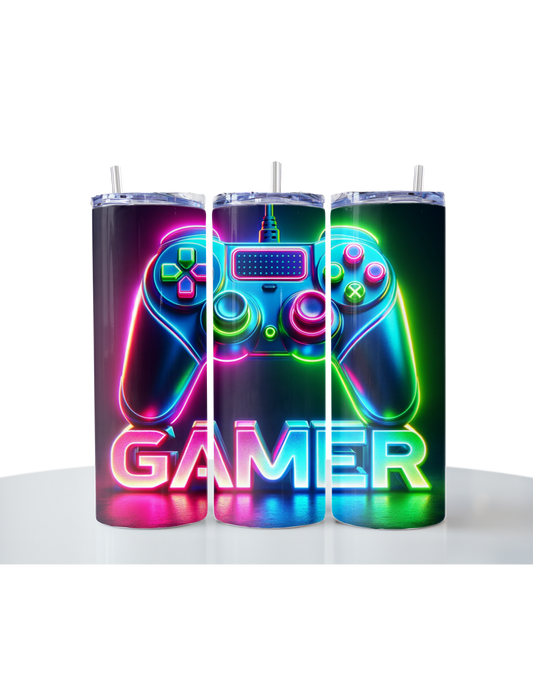 "Neon Gamer: Light Up Your Game" Tumbler