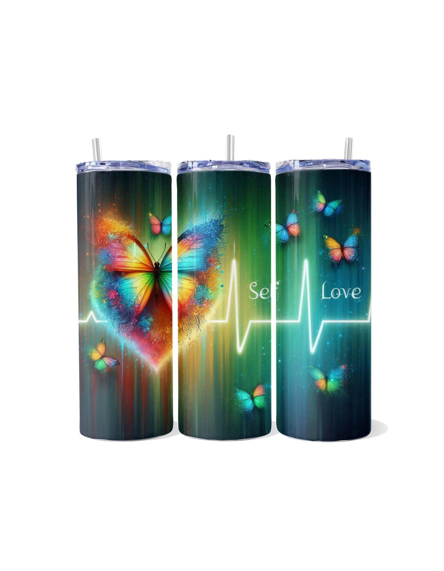 **"Self-Love Pulse: Butterflies & Heartbeat"** Tumbler
