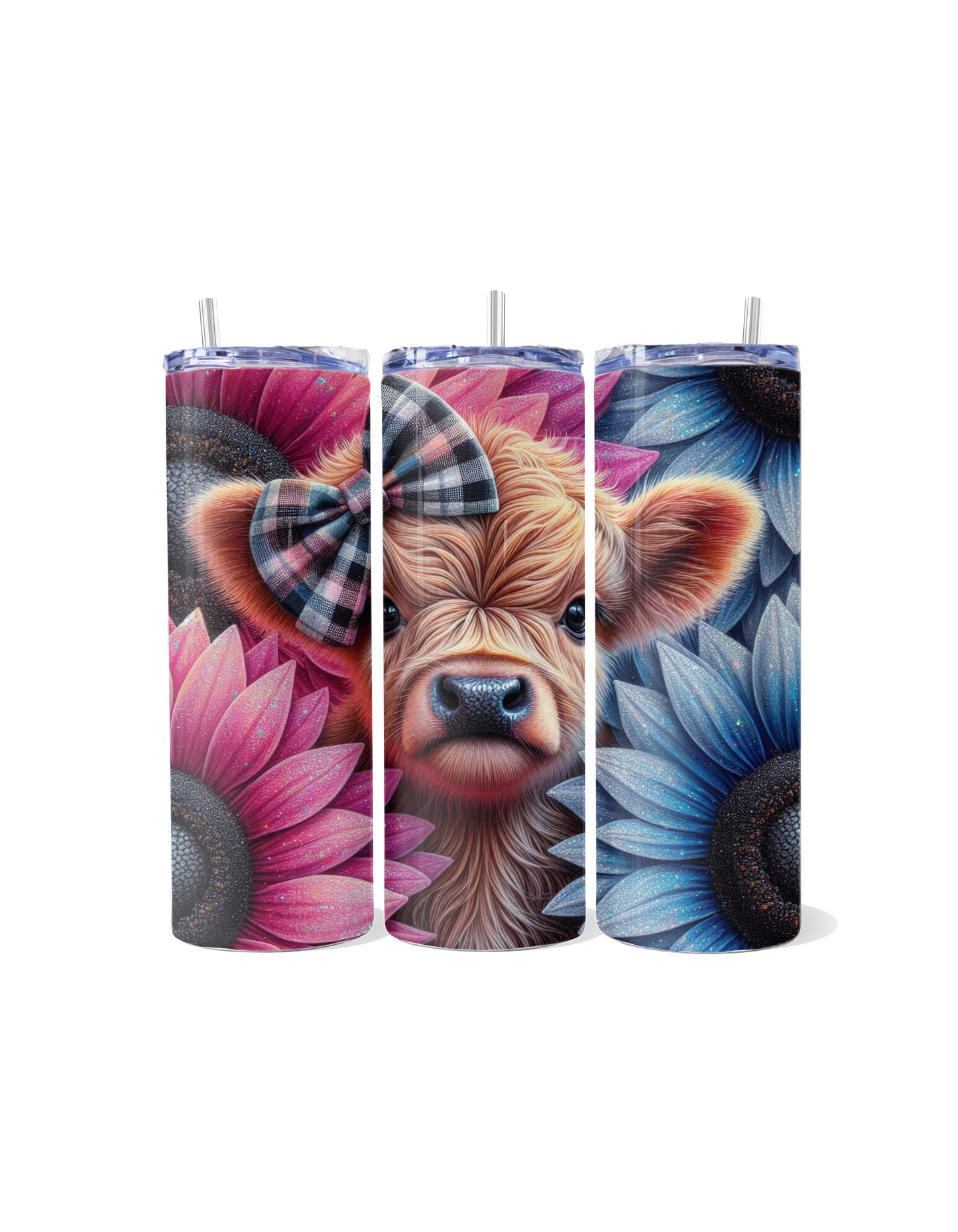 **"Sunflower Fields & Highland Smiles"**  Tumbler