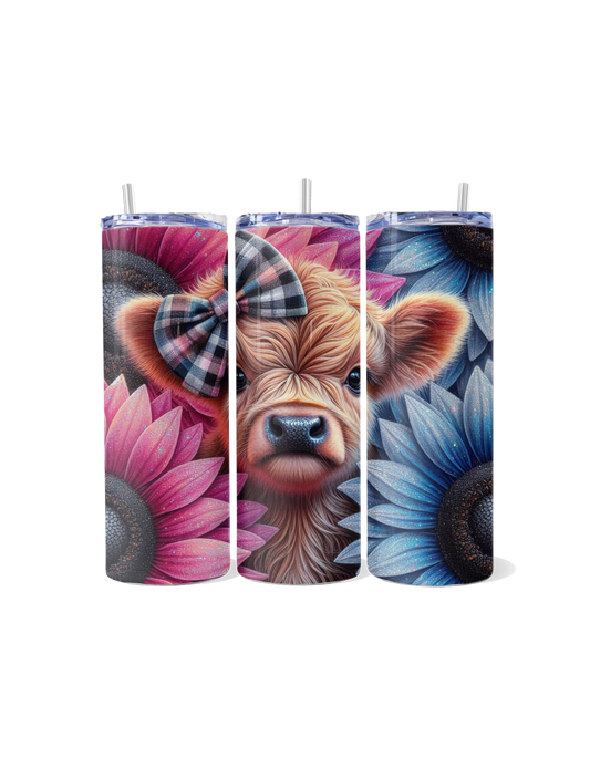 **"Sunflower Fields & Highland Smiles"**  Tumbler