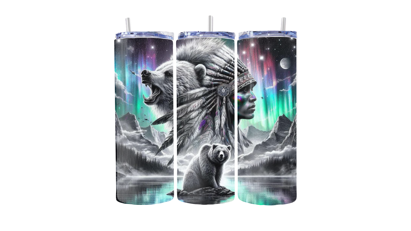 Spirit of the Bear Northern Lights 20oz Stainless Steel Tumbler