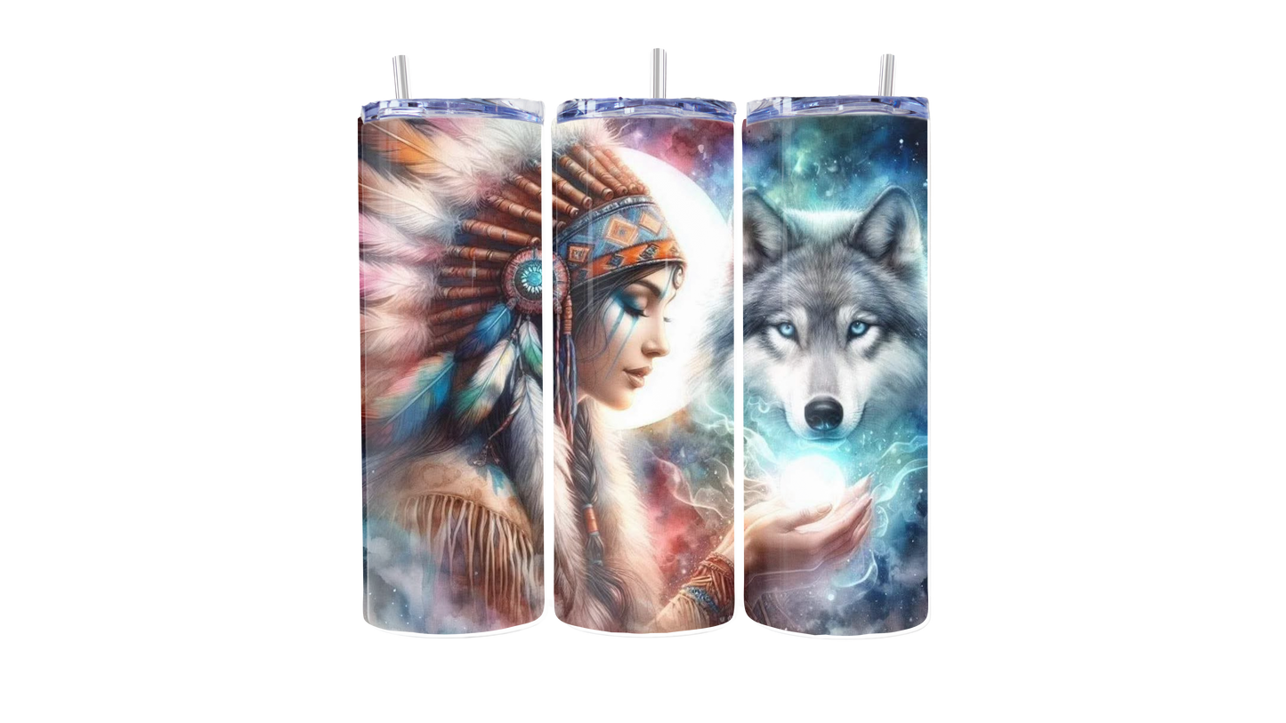 Mystic Wolf & Moonlight Spirit 20oz Stainless Steel Tumbler