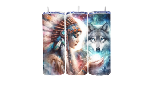 Mystic Wolf & Moonlight Spirit 20oz Stainless Steel Tumbler
