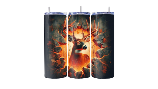 “Fire Buck” Explosive Deer 20oz Stainless Steel Tumbler