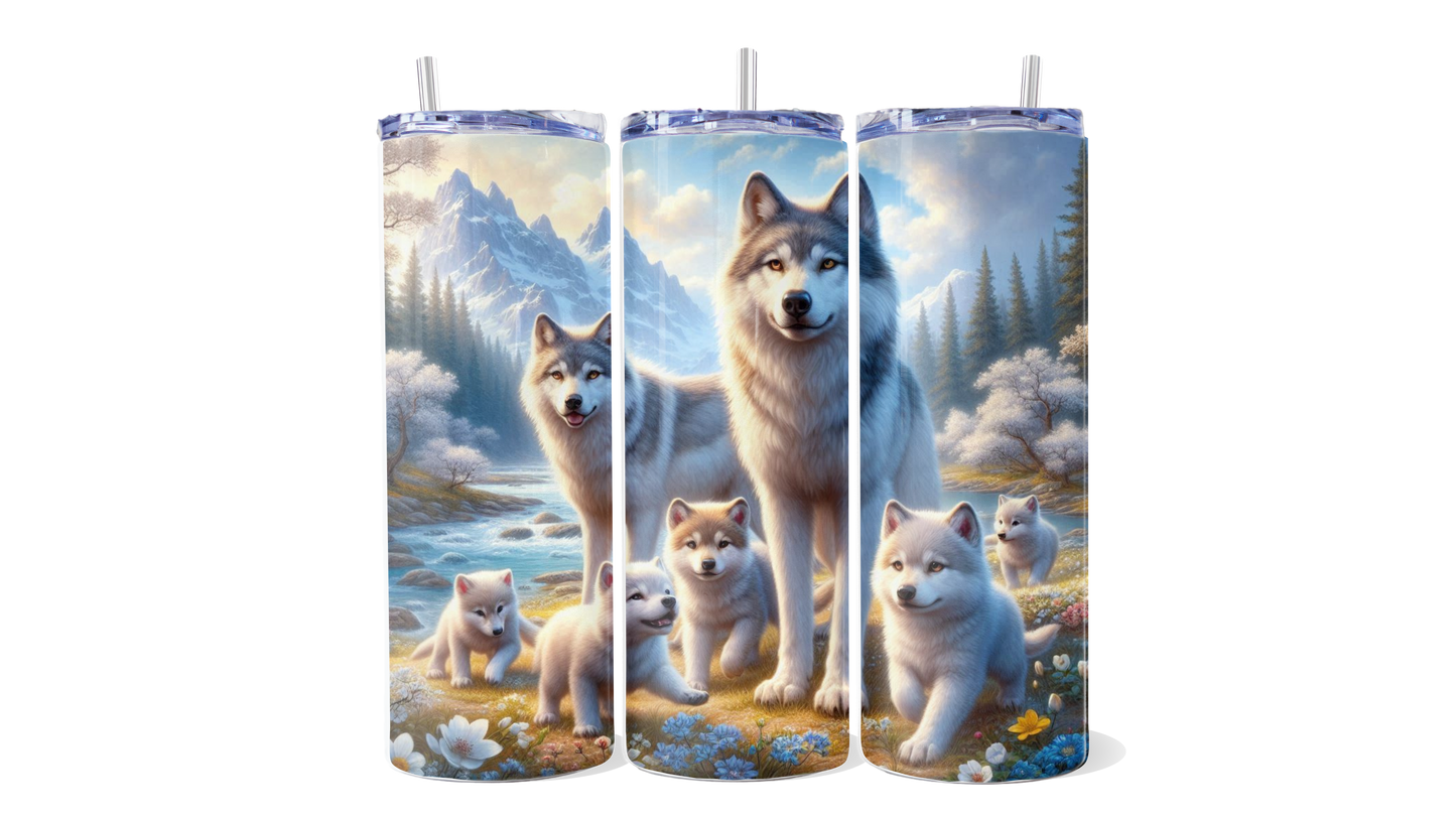 Wolf Family Mountain Tumbler