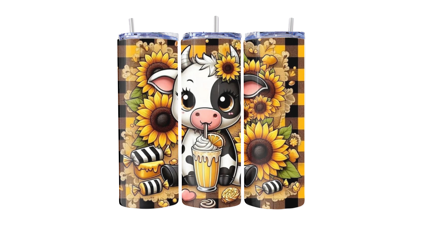 Sunflower Cow 20oz Stainless Steel Tumbler