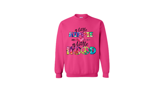 A Little Hippie, A Little Hood Crewneck Sweatshirt