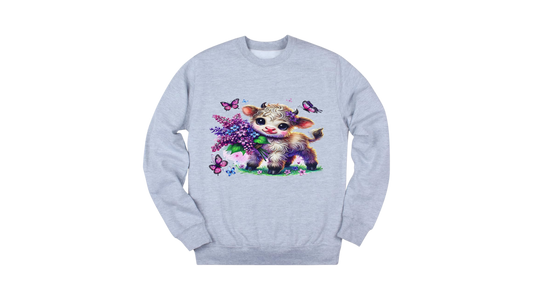Floral Highland Calf Crewneck Sweatshirt