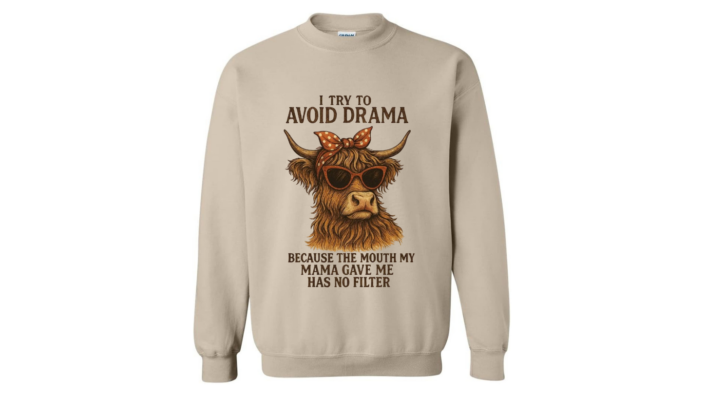 “No Filter Highland Cow” Funny Sweatshirt