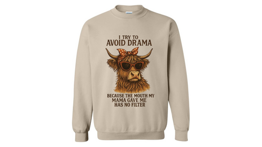 “No Filter Highland Cow” Funny Sweatshirt