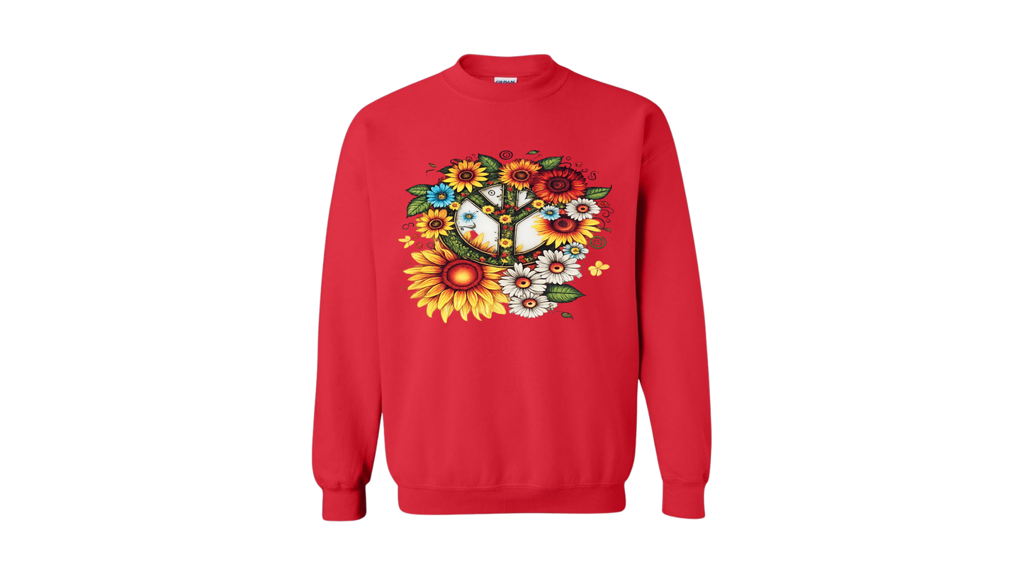 Floral Peace Sign Crewneck Sweatshirt