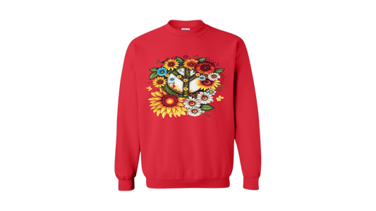 Floral Peace Sign Crewneck Sweatshirt