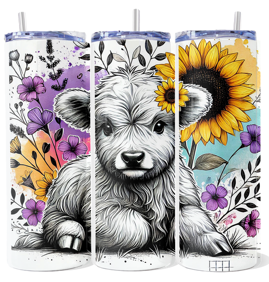 Floral Highland Calf Tumbler