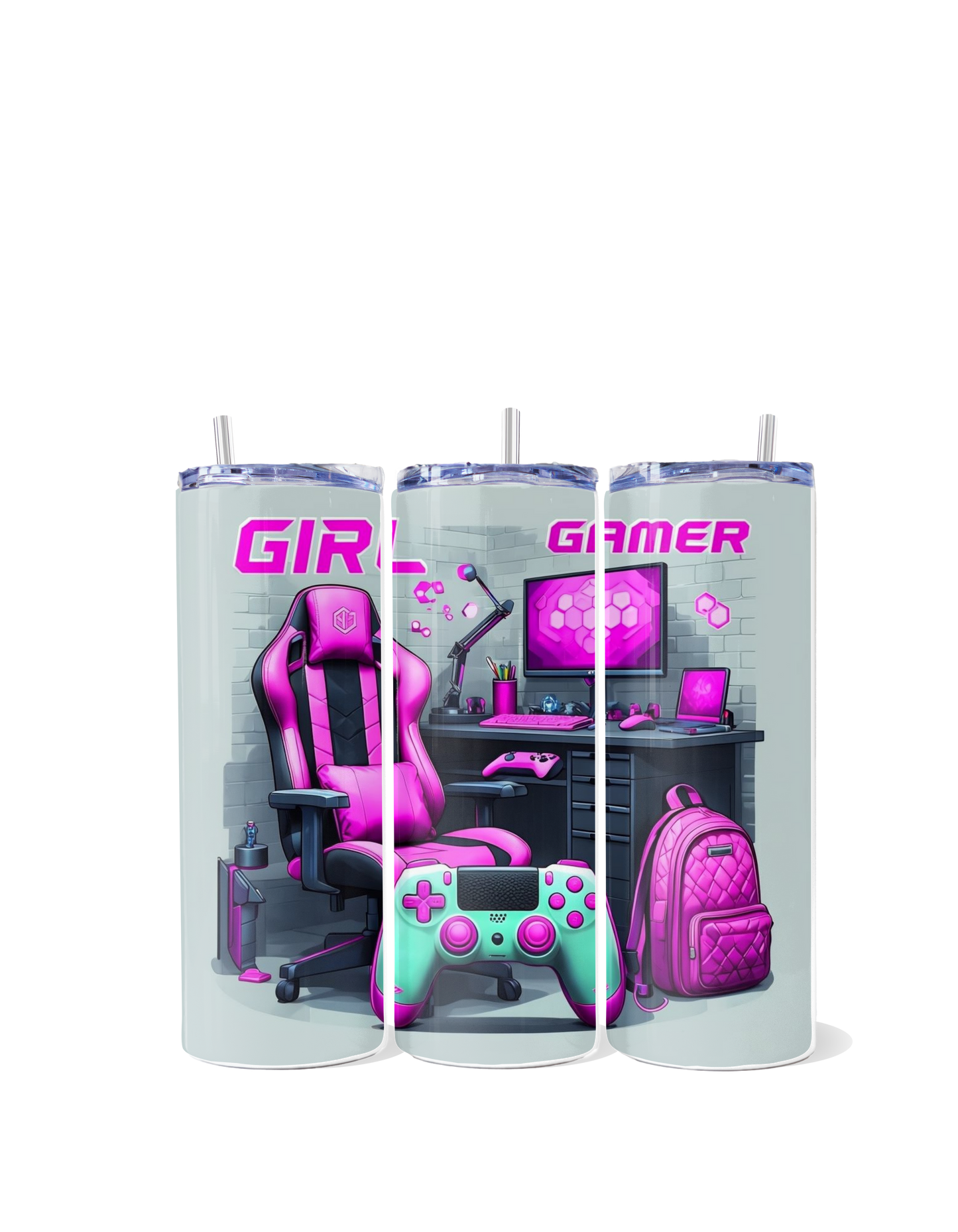 "Game On, Girl: Pink Gamer Tumbler for the Ultimate Player"