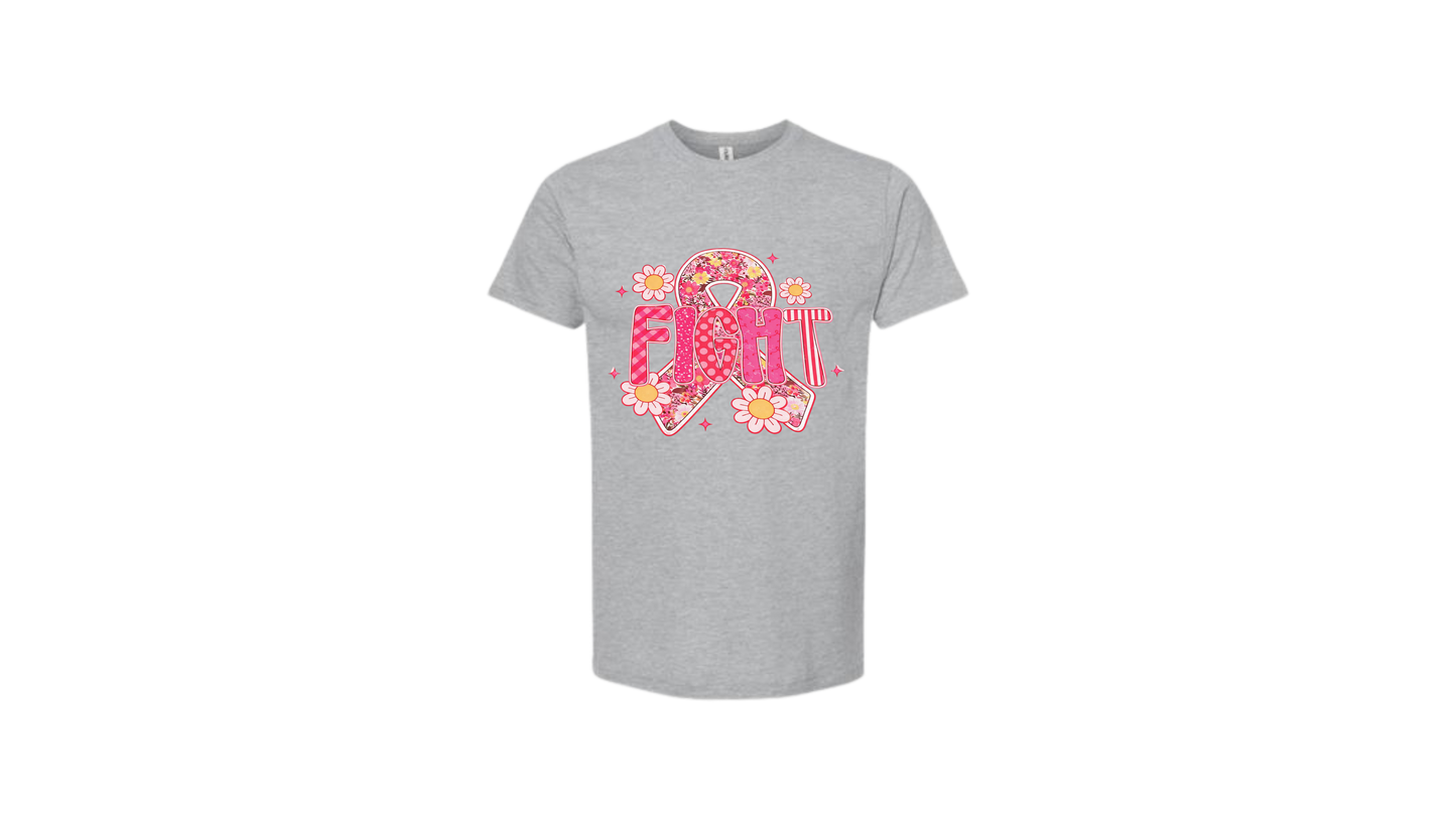 Fight Breast Cancer Floral Ribbon Awareness T-Shirt