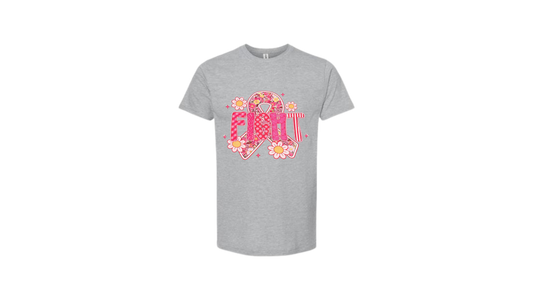 Fight Breast Cancer Floral Ribbon Awareness T-Shirt