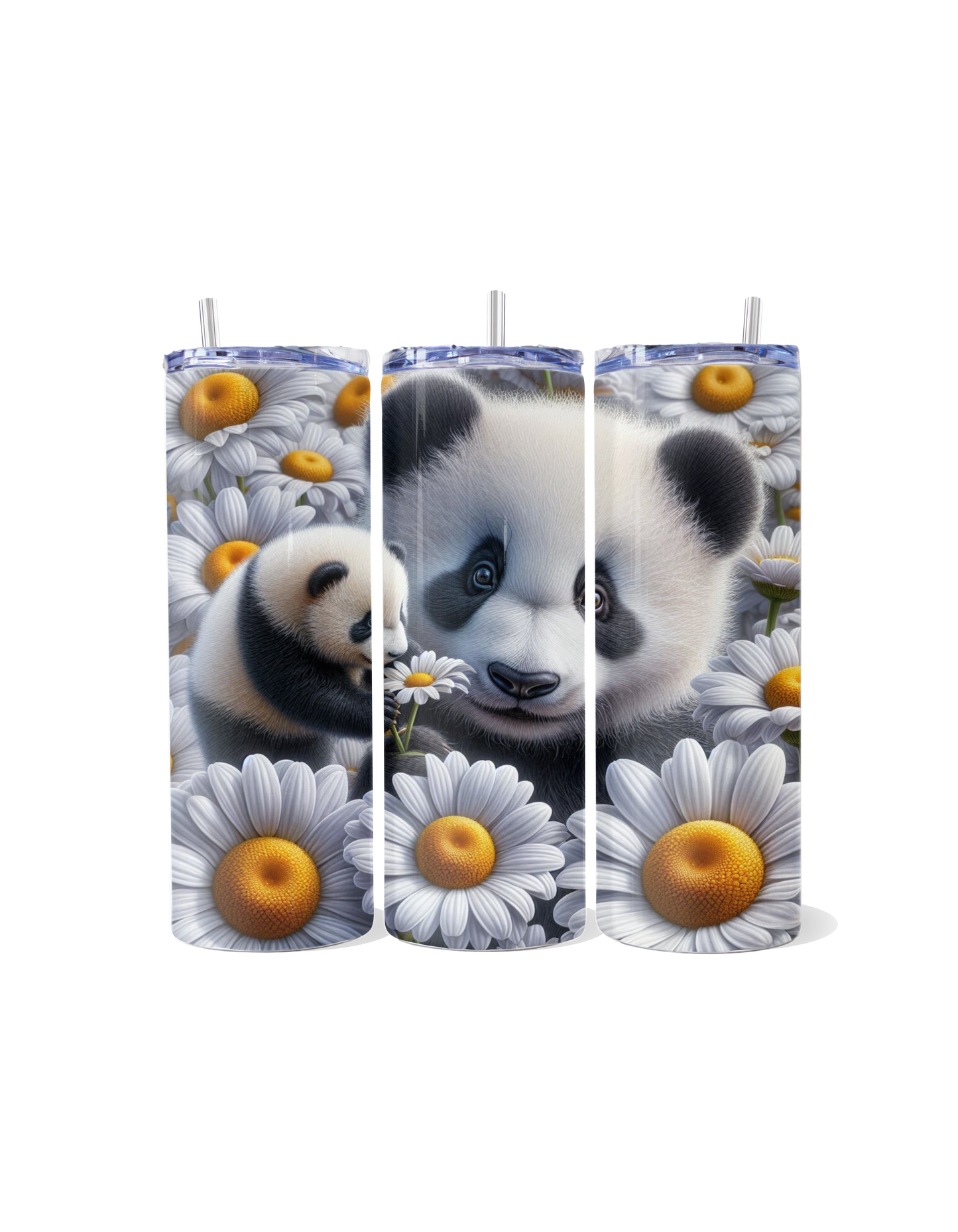 "Panda Love: Mother & Baby Among Daisies" Tumbler
