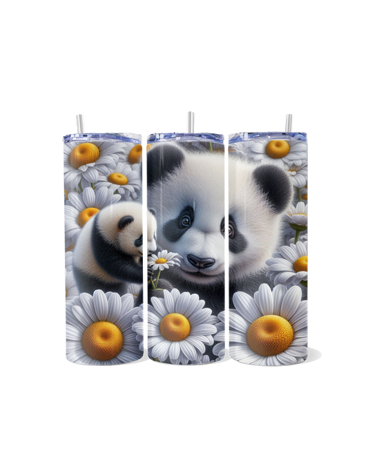 "Panda Love: Mother & Baby Among Daisies" Tumbler