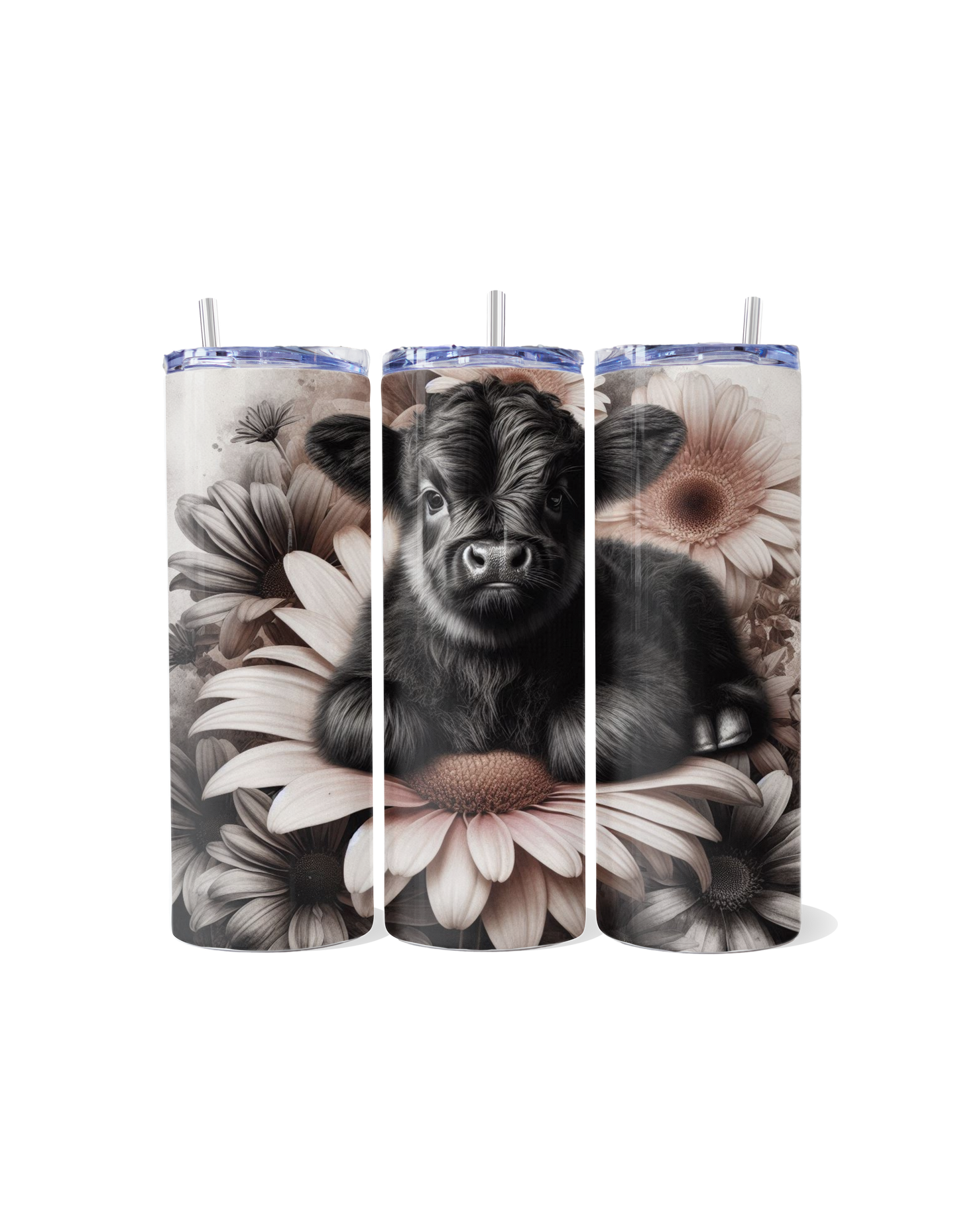 "Highland Bliss: Calf Resting on a Big Daisy"  Tumbler