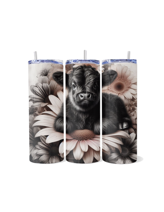 "Highland Bliss: Calf Resting on a Big Daisy"  Tumbler